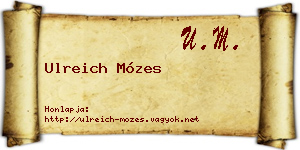 Ulreich Mózes névjegykártya